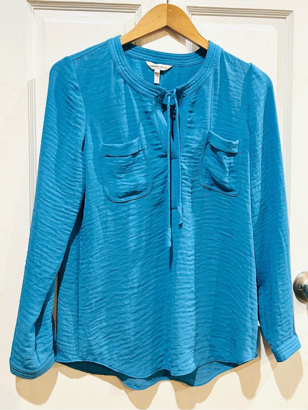 Rebecca Taylor Teal Blue Textured Blouse
